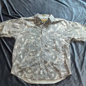 Wrangler Hero Outdoor Gear Green/Grey Fishing Button Shirt - XL